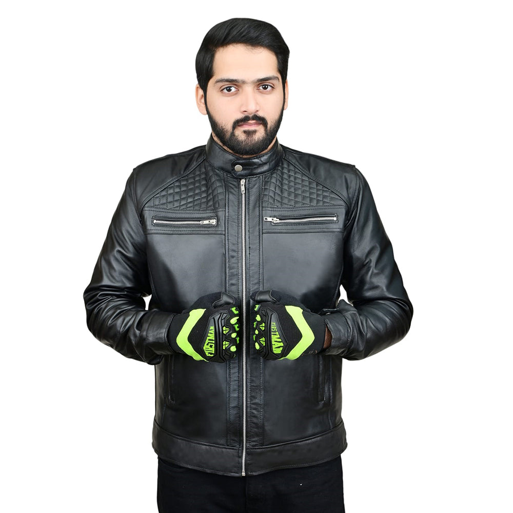 Pure Black Leather Jacket for Men - 100% Goat Leather Outerwear