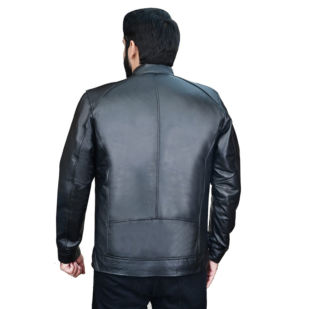 Pure Black Leather Jacket for Men - 100% Goat Leather Outerwear