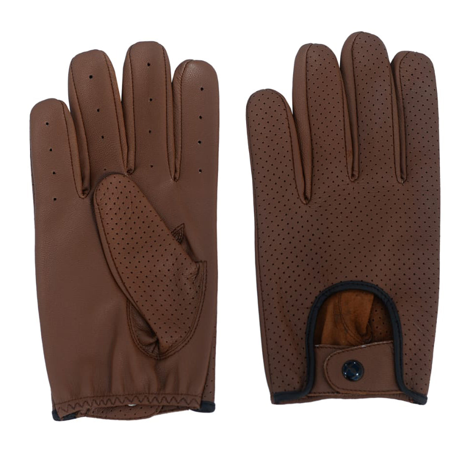 Brown Leather lining Bike Gloves Motorcycle Gloves