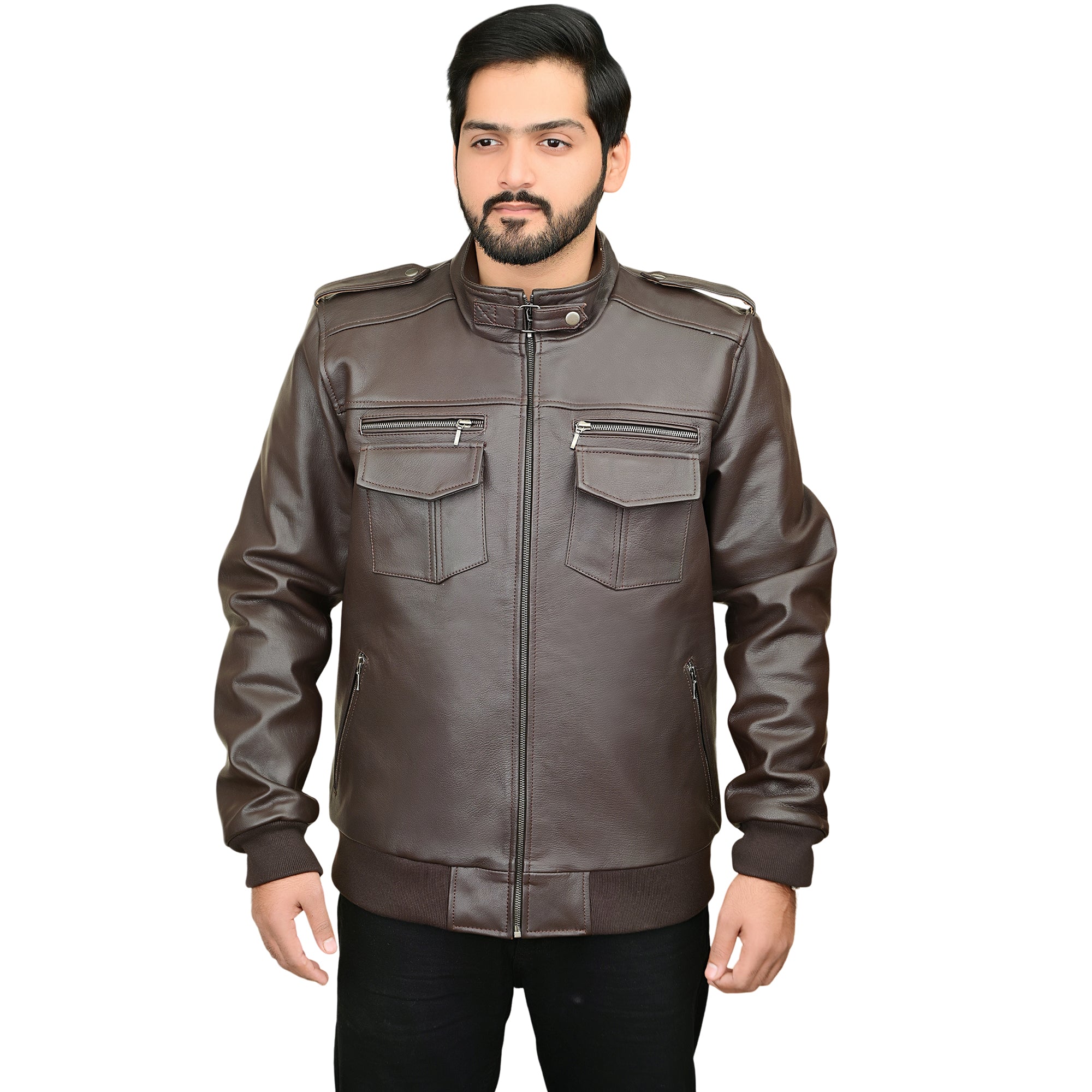 Dark Brown Cowhide Leather Jacket 