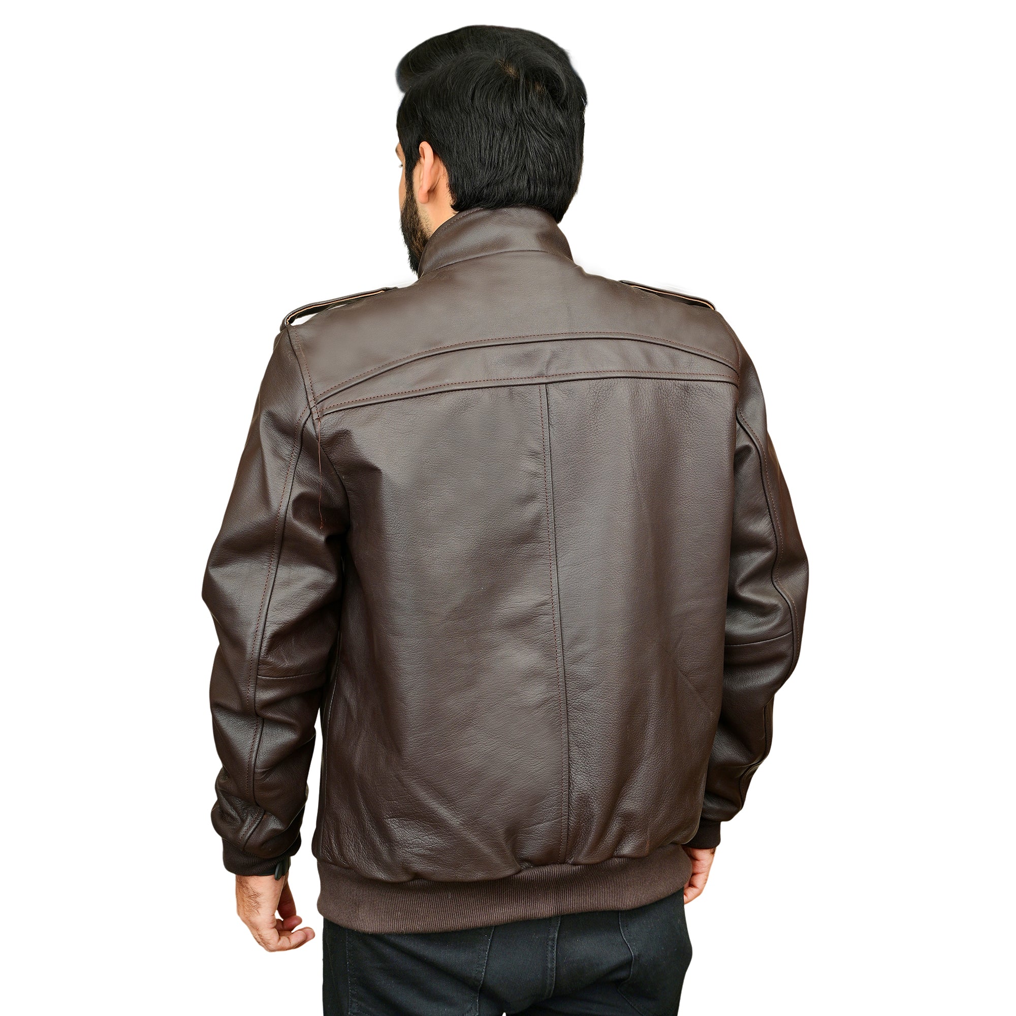 Dark Brown Cowhide Leather Jacket 